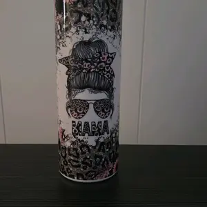 blaxk and pink leopard print mama tumbler
