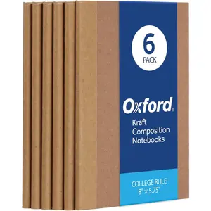 Oxford Composition Notebook 6,Notebooks for School, School Supplies, School Journal, Comp Book, College Ruled Paper, 5.75 x 8 Inches, Small Size, 60 Sheets, Kraft Covers (63831)
