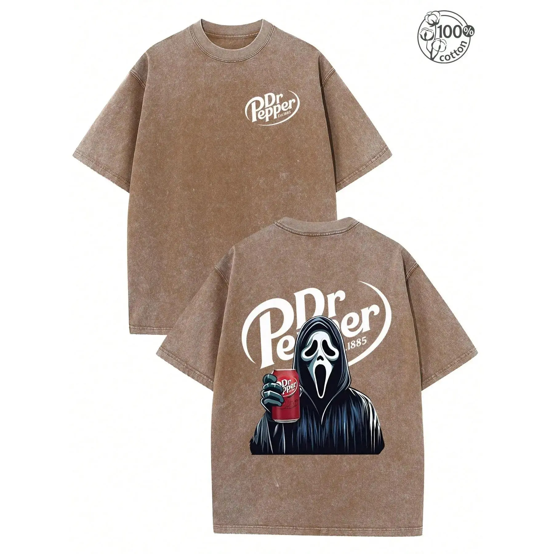 Washed-T-shirt-coffee brown