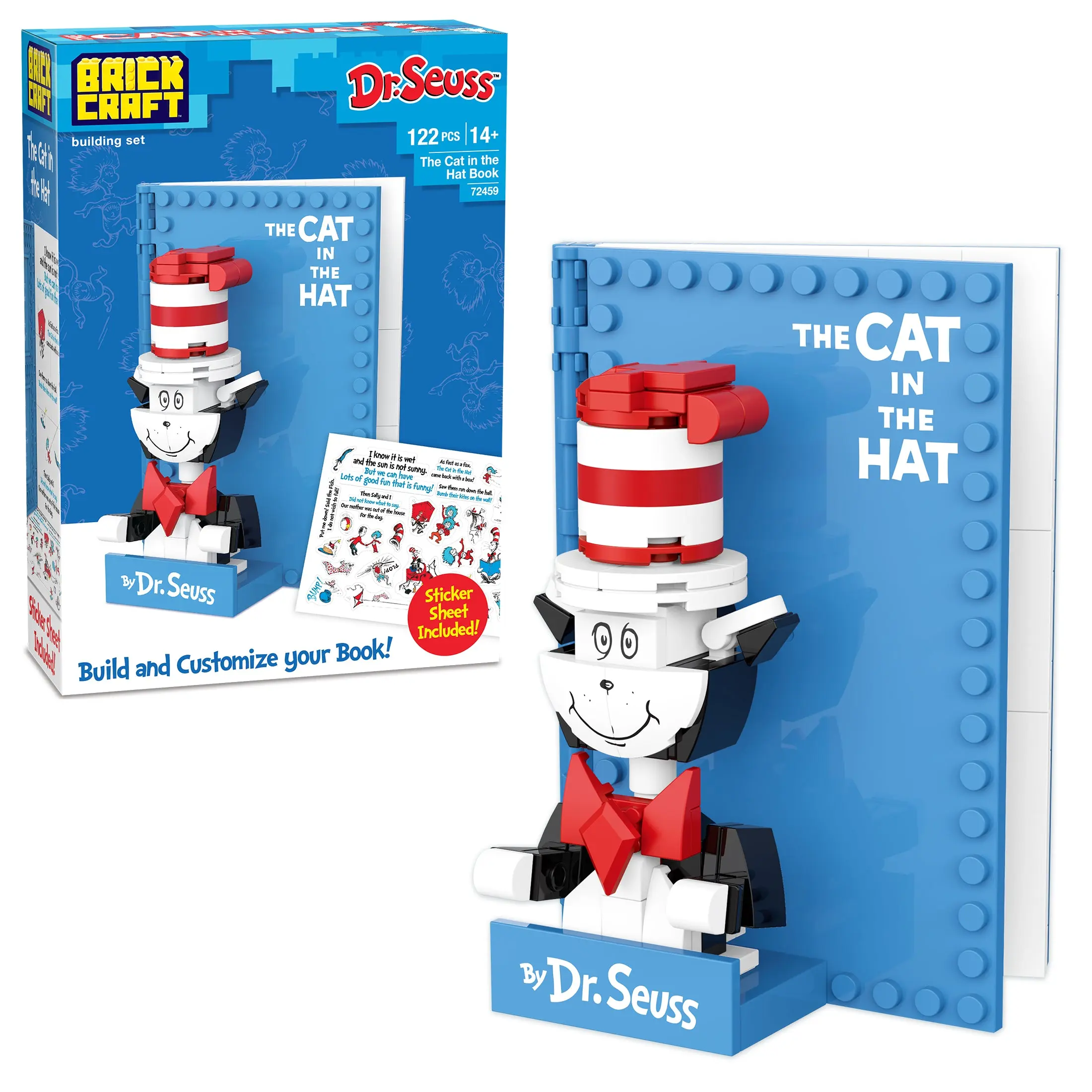 Brickcraft Dr. Seuss The Cat in the Hat Book Building Set, 122-Piece Collectible Brick Book Model with Stickers for Fans & Collectors 8+