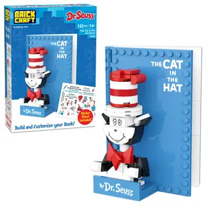 Brickcraft Dr. Seuss The Cat in the Hat Book Building Set, 122-Piece Collectible Brick Book Model with Stickers for Fans & Collectors 8+
