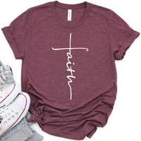 Faith Cross Tee - Heather Burgundy