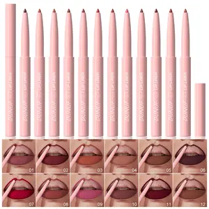 Retractable Lip Liner Kit for Define & Sculpting Lips Shades, Long Lasting Waterproof High Pigment Matte Finish Creamy Texture Lip Liner Pencil Set for Women