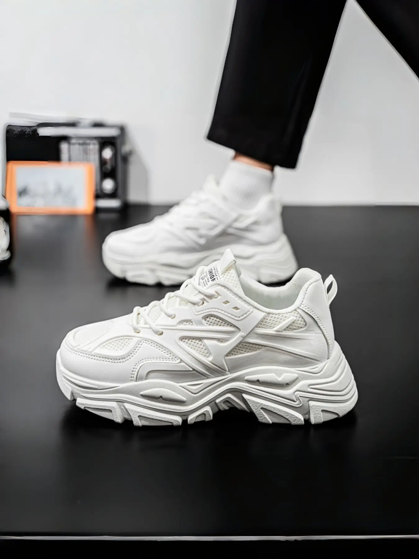 Men's Campus Style Sneakers | Airflow White Dad Shoes | Versatile Casual Footwear