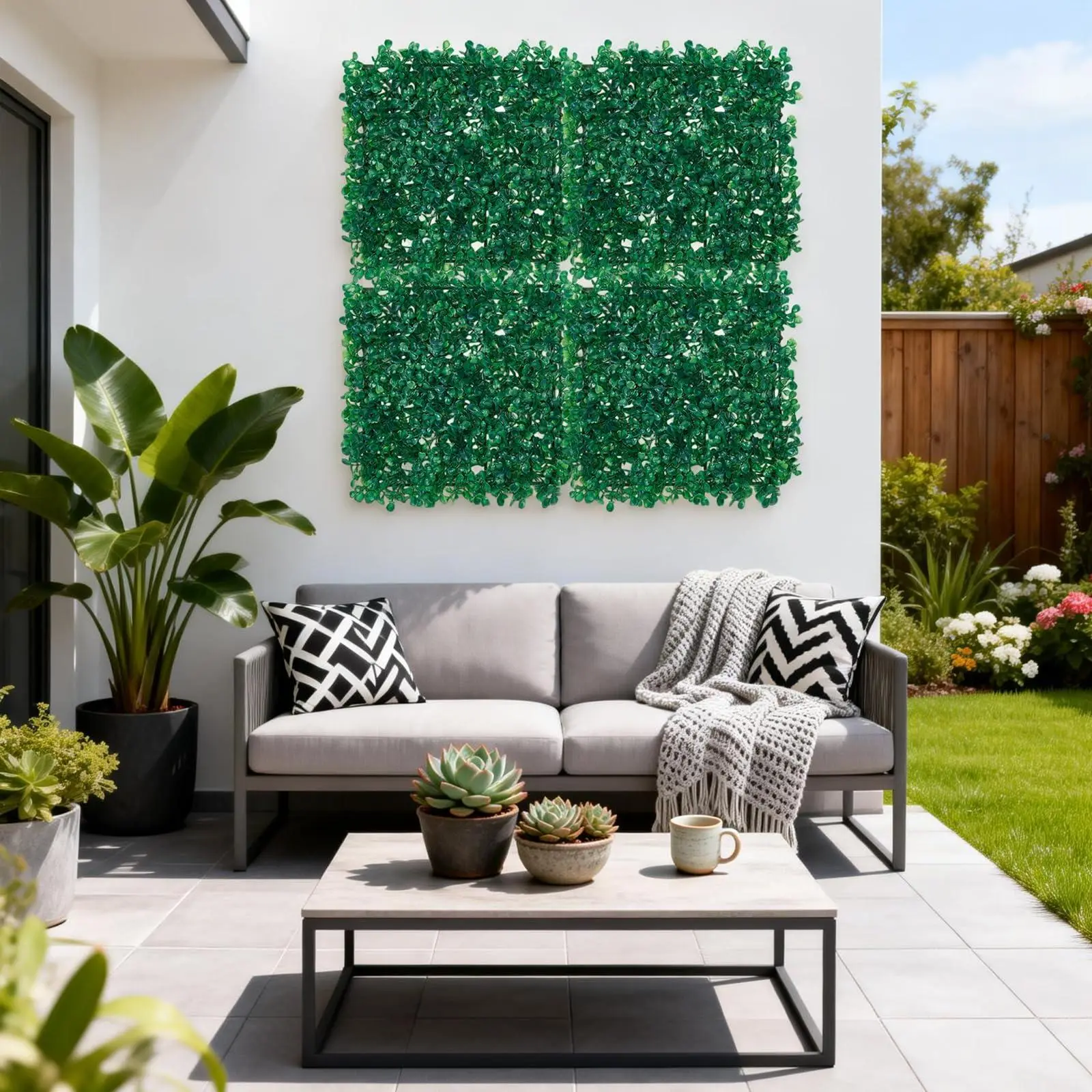 10" Artificial Milan Grass Wall Panels, Foliage Privacy Screen,12PCS