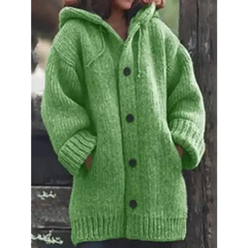 2025 Mid-Length Sweater New Cardigan Hooded Coat  camiseta de algodónGift