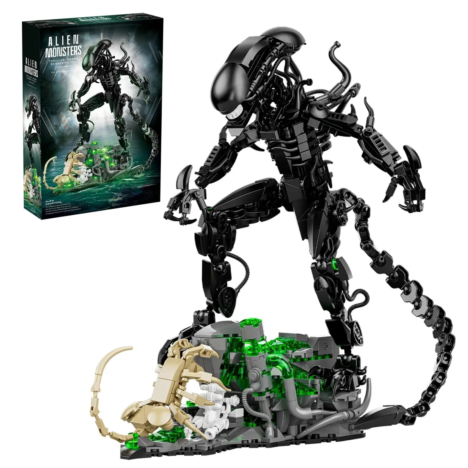 Xenomorph Alien Building Blocks Set with Detailed Articulated Figure & Base, Perfect Halloween & Christmas Toys and Gifts for Movie Fans and Collectors (958 pcs)