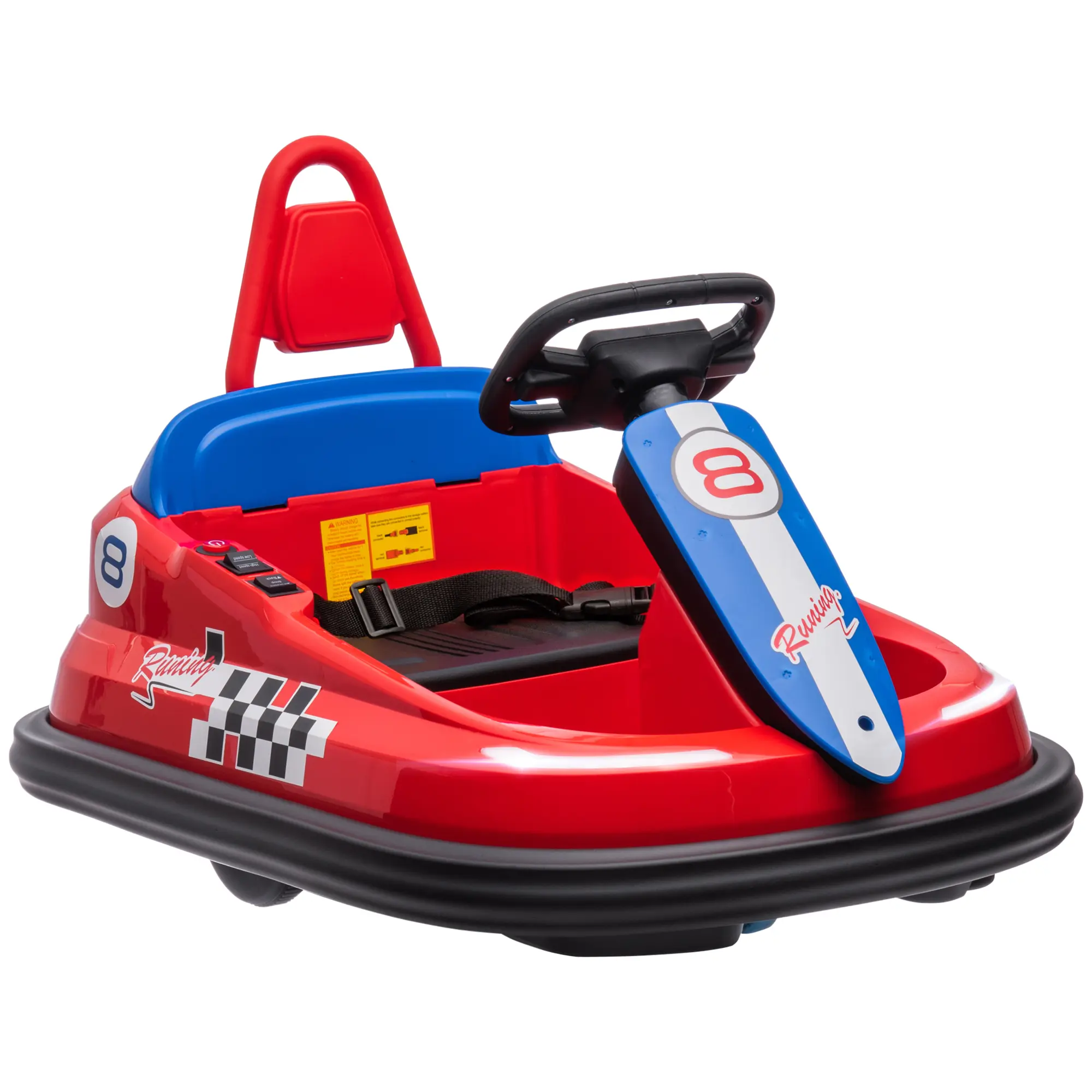 Aosom Toddler Bumper Car, 360° Rotation 6V Kids Electric Ride on Bumper Car with EVA Bumper Edges, Twins Motor, Songs, Horn, LED Lights, Safety Belt for 18-48 Months
