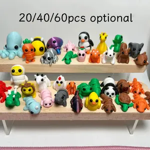 Mini 3D printed animal toy set, cute animal set, 20/40/60PCS, flexible and durable pocket pets, perfect Christmas gift and party present, colorful home decor and collectible, adorable collectible dolls.