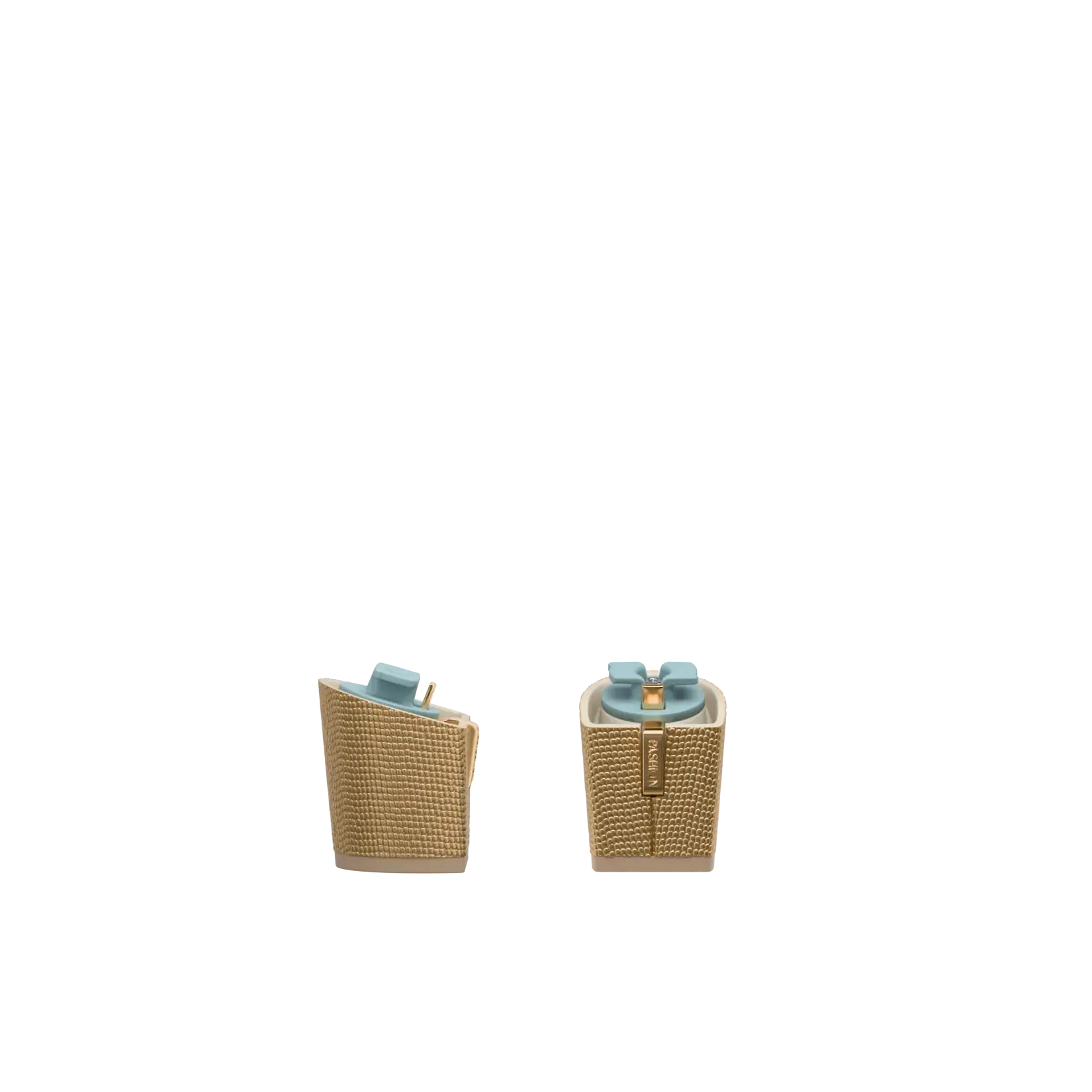 Block Heel Kit 3 Gold Metallic Snake