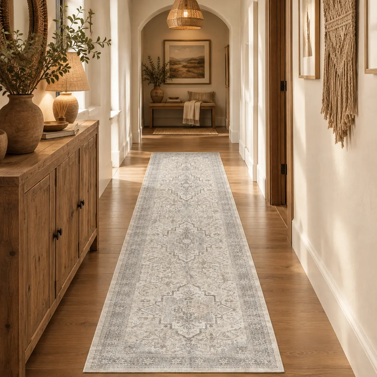 YIHOUSE Cotton Fiber Machine-Washable Animal Themed Runner Rug - Geometric, Non-Slip, Stain-Resistant, Soft Low-Pile Weave, Rustic Look for Entryways/Beds, Hallways/Kitchens Home Decor,familyfun