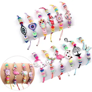 L-HBL010 12 Pcs adults and  Kids Girls Bracelets Jewelry Animal Pendant Unicorn Owl Cute Bracelet Multicolor Rhinestone Woven Friendship Bracelets for Party Favors Pretend Play Bracelets Kids