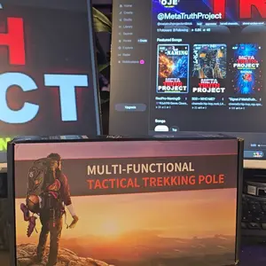 outdoorsmen gift tactical trekking walking Lightweight Adjustable Trekking Pole  mountain climb  7-in-1 Tactical Trekking Pole Your Ultimate Outdoor Survival Companion – Compass, Tinder, Saw Blade & More for Hiking & Camping stick multi-scenario camp con