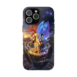 Fire Fox and Purple Lightning Giant Guardian Cover - Floating Rock Anime Case for iPhone 17 - 11 Pro Max Plus Mini X XR XS 7 8 Plus or SAMSUNG GALAXY S25 - S21 Ultra Plus
