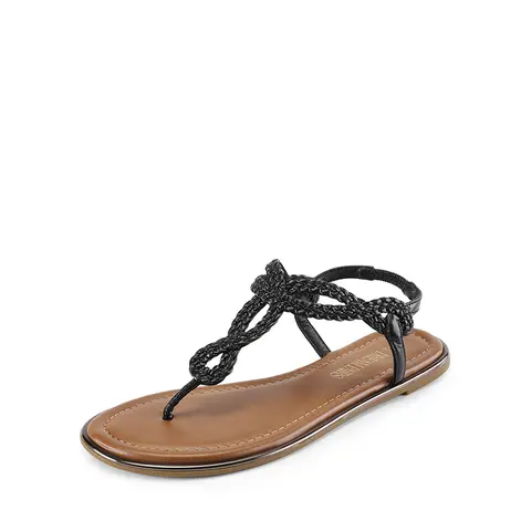 DREAM PAIRS Women's Fashion T-Strap Thong Flat Sandals - Braided Strap, Slingback, Soft Bottom, Cushioned Latex Insole, Elastic Back, Flat Heel (1 cm or Less) for Casual Walking, Slingback Sandals