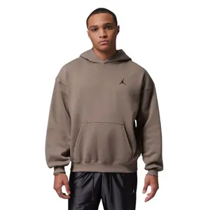 Men's Air Jordan Brooklyn Fleece Oversized Pullover Hoodie - Casual Tops, Ribbed Hem, Embroidered Detailing