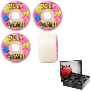 Satori Skateboard Wheels 53mm De La V2 Conical 101A with Spitfire Bearings
