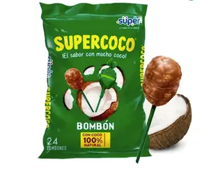 Supercoco Bombon 100% Natural Colombian Candy 24 Counts Pack, Sabor coco.