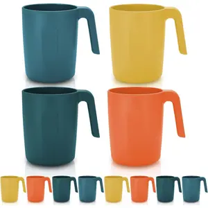 Plastic Mug Set 8 Pieces, Unbreakable And Reusable Light Weight Travel Coffee Mugs Espresso Cups Easy to Carry And Clean Microwave Safe BPA Free Dishwasher Safe (Mutil Color) Drinkware Sturdy