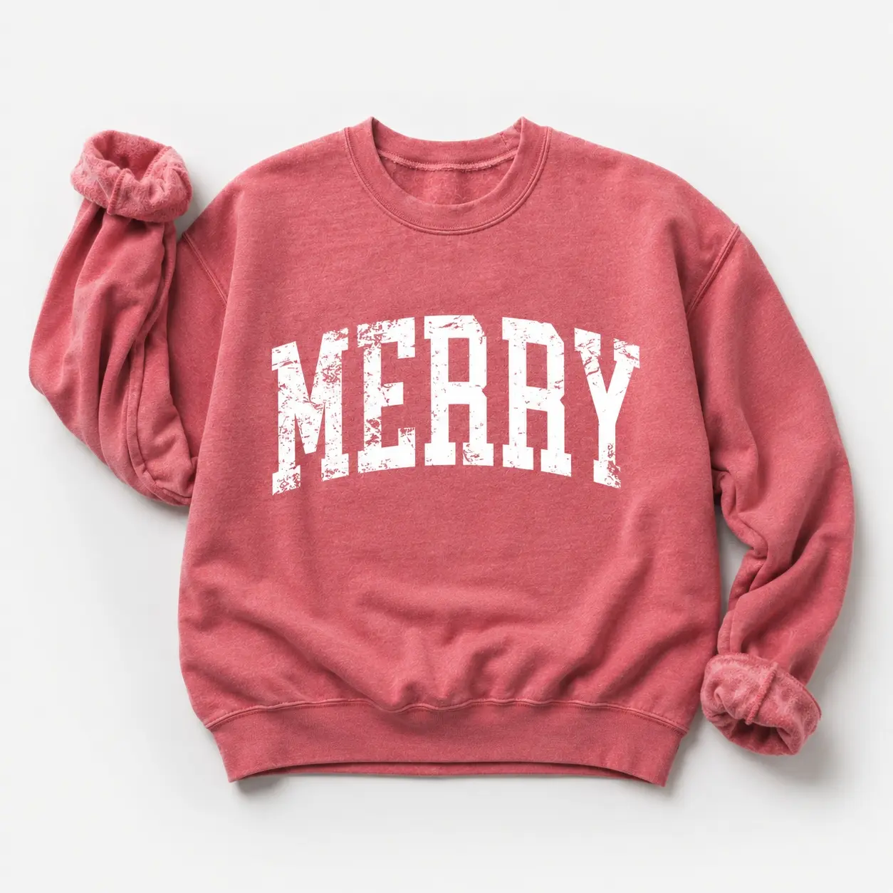 Retro Merry Sweatshirt Festive Holiday Sweater, Womens Christmas Vibes Outfit, Cute Xmas Gift Everyday Graphic
