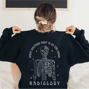 Radiology Sweatshirt, Xray Tech Crewneck Sweater, Cute Skeleton Floral Design, Rad Tech T-Shirt Gift for Radiologic Technologist, Medical Student Apparel