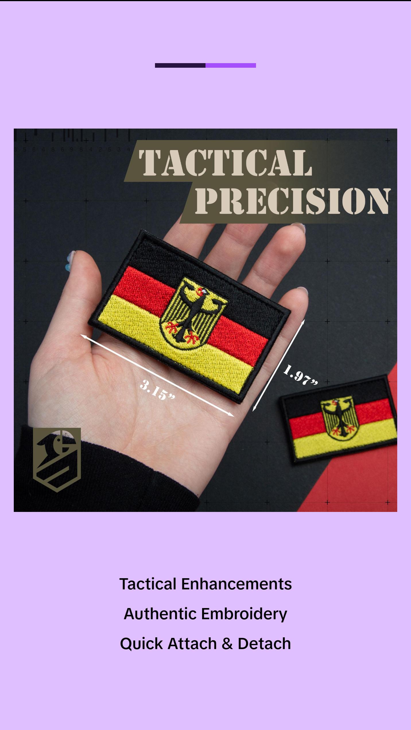 2-Pcs German Flag and Coat of Arms Embroidered Patch Set Embroidered Hook & Loop