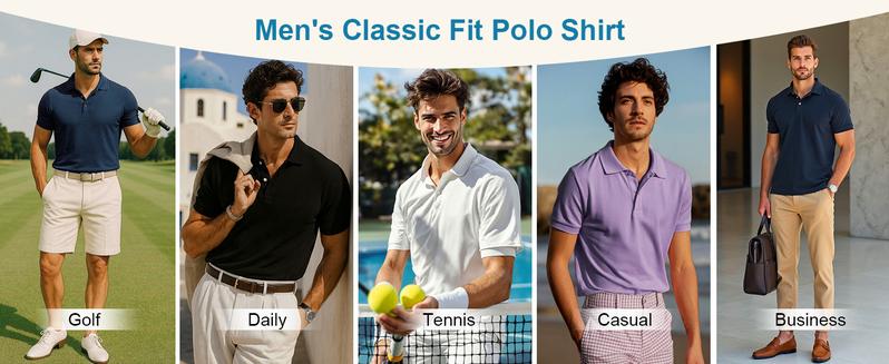 3-Pack Men&rsquo;s Polo Shirts &ndash; Soft Breathable Cotton, Comfortable Short Sleeve Casual Fit, Classic Collared Polo Shirts for Work, Golf, Travel & Everyday Wear