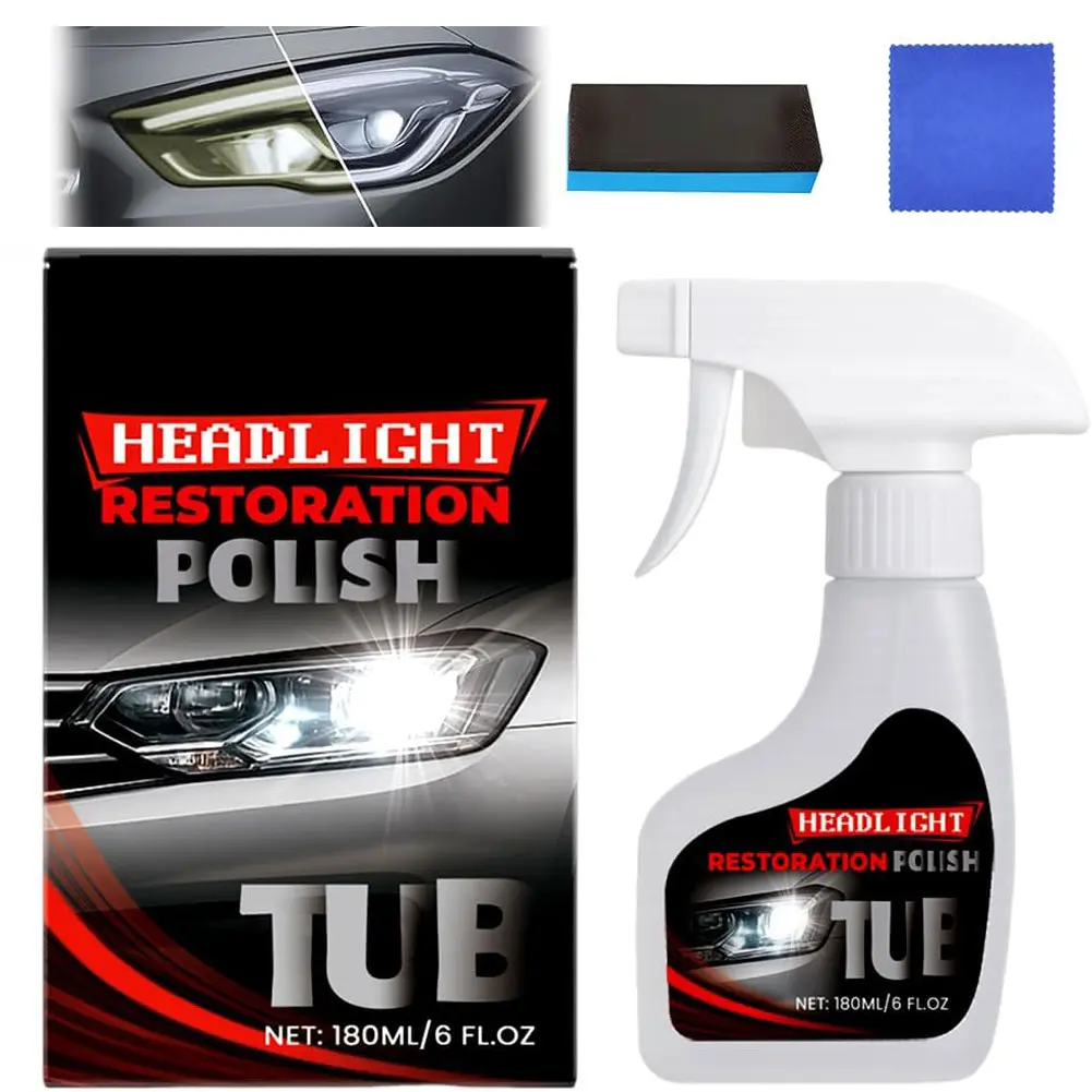 Automotive Headlight Restoration Kit, Headlight Cleaner, Erase Yellowing & Oxidation Restores Clarity with Long-Lasting UV Shield Headlamps Cleaner and Restorer kit, Advanced Car Headlight Restoration Kit, Maximum Gloss & Shine, Car Accessories Essentials
