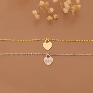 Gold Engraved Angel Number Heart Necklace, Sterling Silver, Lucky Jewelry