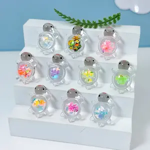 20pcs Glow-In-The-Dark Turtle Decorations Resin Turtle Statues, Colorful Sequins, Indoor Outdoor Use, Party Festival Home Decor, Resin Animal Sculptures, Turtle Designs