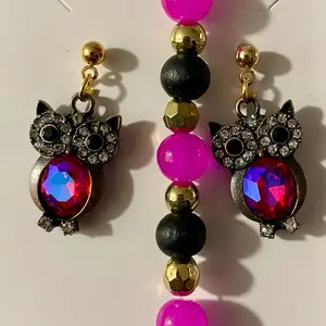 Rhinestone Owl Jewelry Set