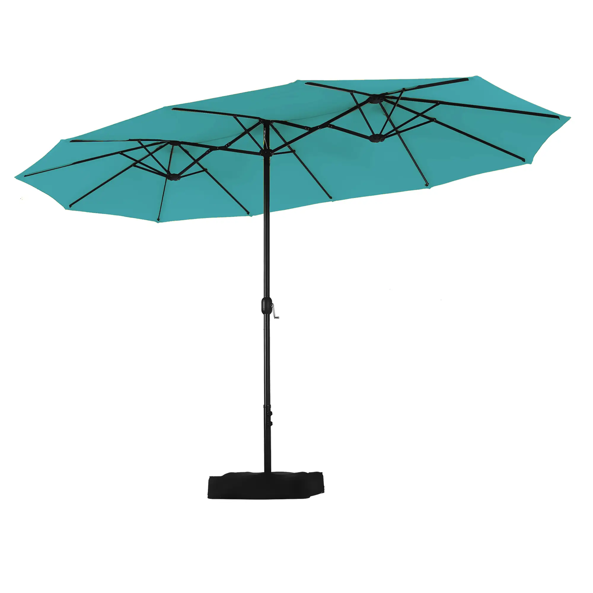 [no light] PHI VILLA 15ft Large Outdoor Patio Umbrella with Base, Waterproof Alloy Steel, Tilt Handle, Assembly Required for Garden Use