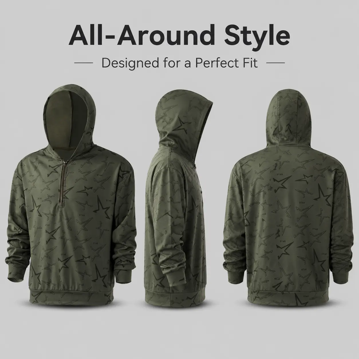 4Pack Men's AthleticHoodiesFashionable and casual printed sunscreen hoodie Long Sleeve Fishing Shirts for Men ShirtsLightweight  gym outfits workout topsgym shirts