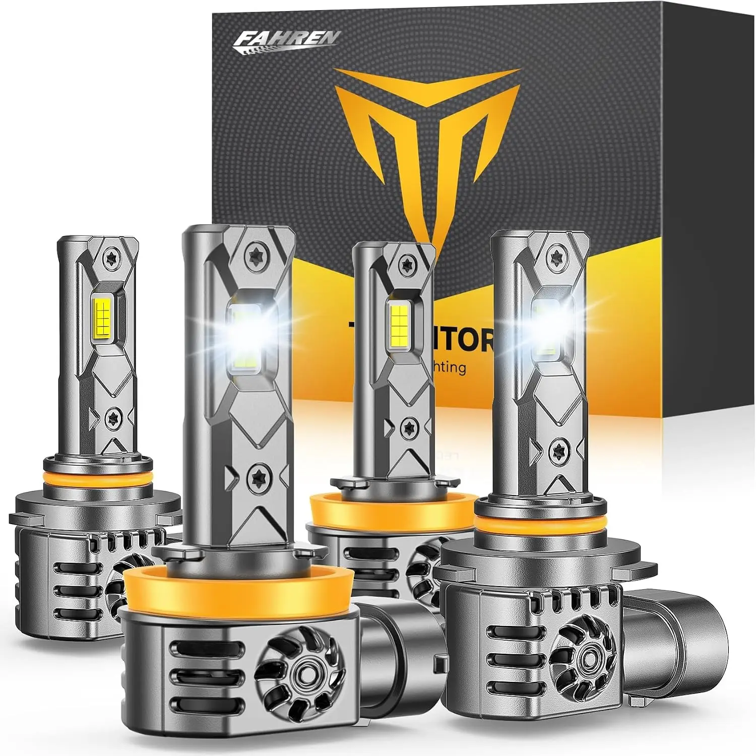 Termitor NextGen H11/H9/H8 9005/HB3 LED Bulbs Combo, Upgraded 100000LM 1400% Ultra Bright 1:1 Mini Size H11 9005 High& Low Fog Bulbs, 10 Year Extend Lifespan, IP68 Waterproof Pack of 4 Gift