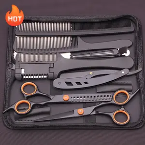 Professional 6" Japanese Steel Hair Scissors Set - 3pcs Texturizing Kit with Thinning Shears, Razor Comb & Detangling Apple Comb for Salon/ Home Use