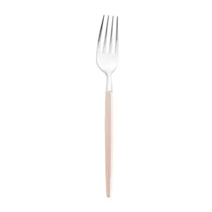 Silver with Pink Handle Moderno Disposable Plastic Dinner Forks