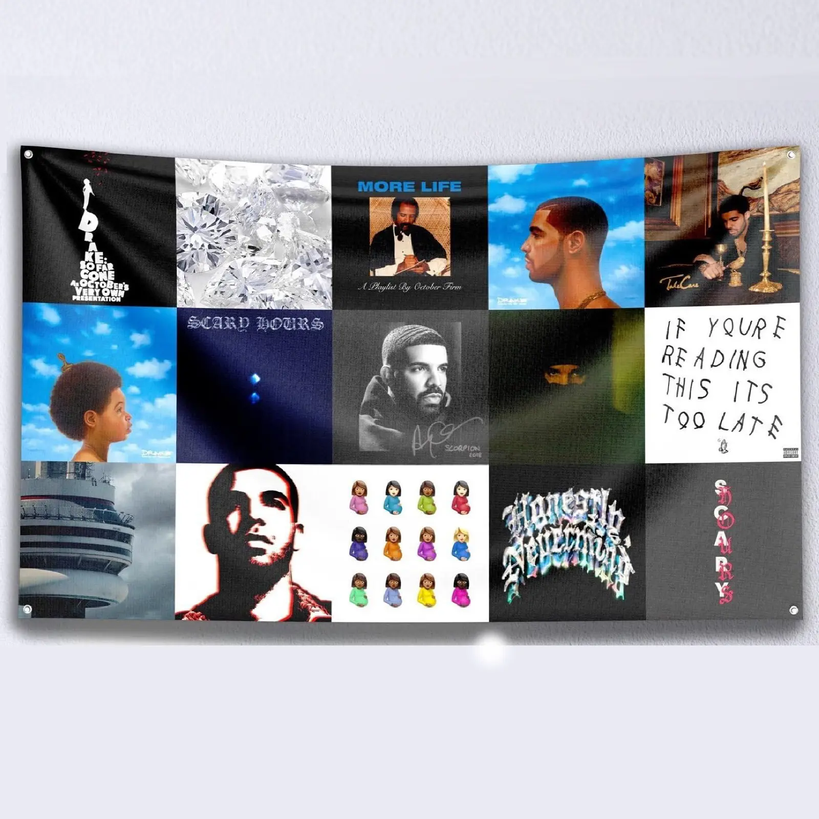 Rapper Flag Tapestry Music Cover Collage Tapestry Wall Hanging College Dorm Wall Decor Room Flags Wall Art Poster Home Decor for Bedroom Living Room (3x5 ft)