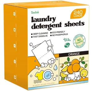 Soulink Laundry Detergent Sheets, 240 Loads - Eco-Friendly, Plant-Based, Hypoallergenic, No Plastic Jug (Orange Scent)