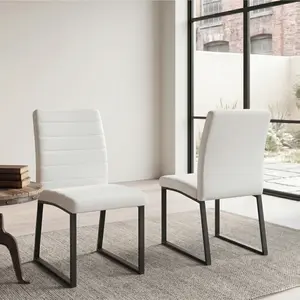 [Bellemave] Premium PU Office/Dining Chairs with High-Density Foam, Sturdy Metal Legs, Stylish Armless Chair for Home Office, Bedroom & Dining Area, Easy Assemly