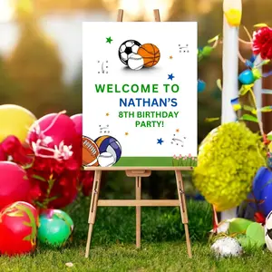 Sports Poster Welcome Sign Sports Theme Birthday Party For Baby Boy Printed  Shipped Sports Theme Birthday Party