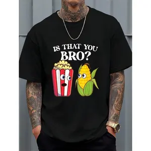 Is That You Bro Popped Corn Kernel Popcorn Lover T Shirt Women's Men's Graphic Tee Black Crew Neck T Shirt Short Sleeve Summer Tee Tops