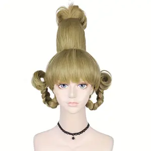 Synthetic 22inch The Grinch Cindy Lou Who Brown Wavy with 2 Ponytails Cosplay for Halloween Costume Wig