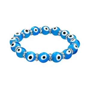 8mm Aqua Evil Eye Protection Bracelet for Warding Negativity &amp; Strengthening Inner Peace