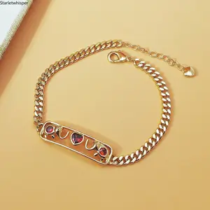 Hollow Heart Cuban Link Chain Bracelet for Women Minimalist Trendy Jewelry Dainty High-End Stackable Accessory Elegant Versatile for Daily Outfits Streetwear Party & Gifts