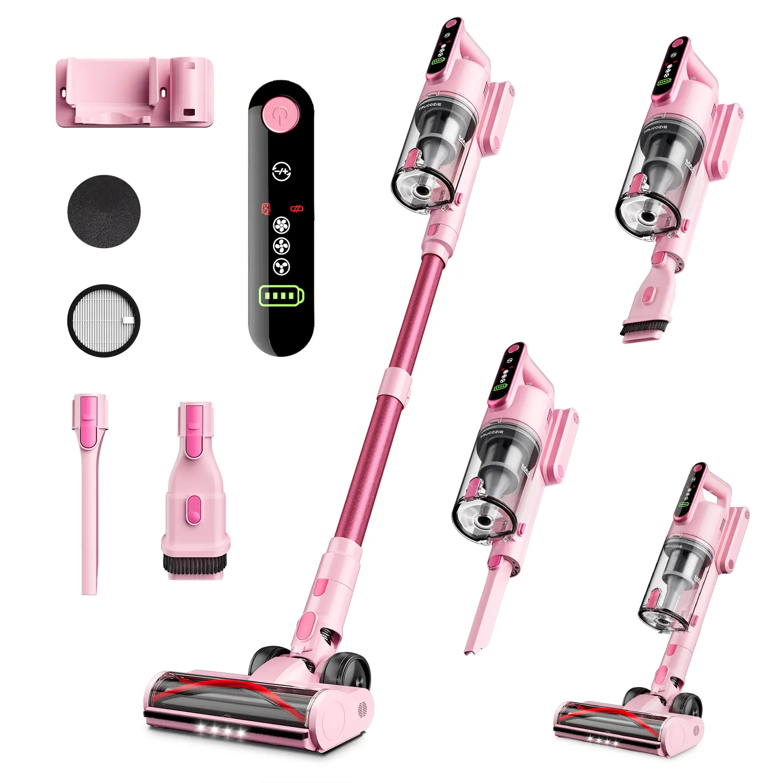 Trucozie Cordless Vacuum Cleaner, 50 Mins Runtime Self-Standing Stick Vacuum Cleaners for Home, Powerful Suction, Lightweight, Rechargeable 8 in 1 Cordless Vacuum for Pet Hair, Carpet, Hardwood Floor