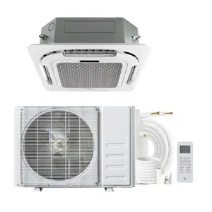 24000 BTU Ceiling Cassette Central Air Conditioner - 8-Way 360° Airflow, Ductless Cooling & Heating, Quiet Energy Efficient Recessed AC, Remote Control, 208/230V, 25ft Installation Kit, Commercial & Home