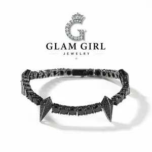 Black Panther Spike Tennis Bracelet, Iced Out Sparkling Zircon Bracelet, Multi Color Available, Hip Hop Bling Bracelet for Men Women, Fashion Statement Jewelry, Ideal Gift for Him Her, Daily Party Wear Trendy Accessories
