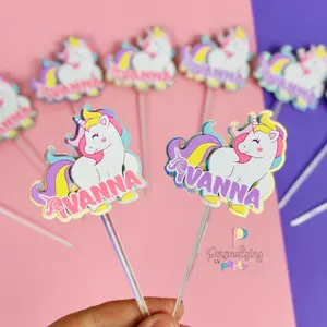 Personalized Unicorn Cupcake Toppers