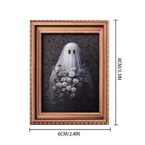 Vintage Halloween Magnetic Refrigerator Magnet, Refrigerator Decorating Magnet, Wooden Poster Fridge Decoration for Christmas & Halloween Wall Decor