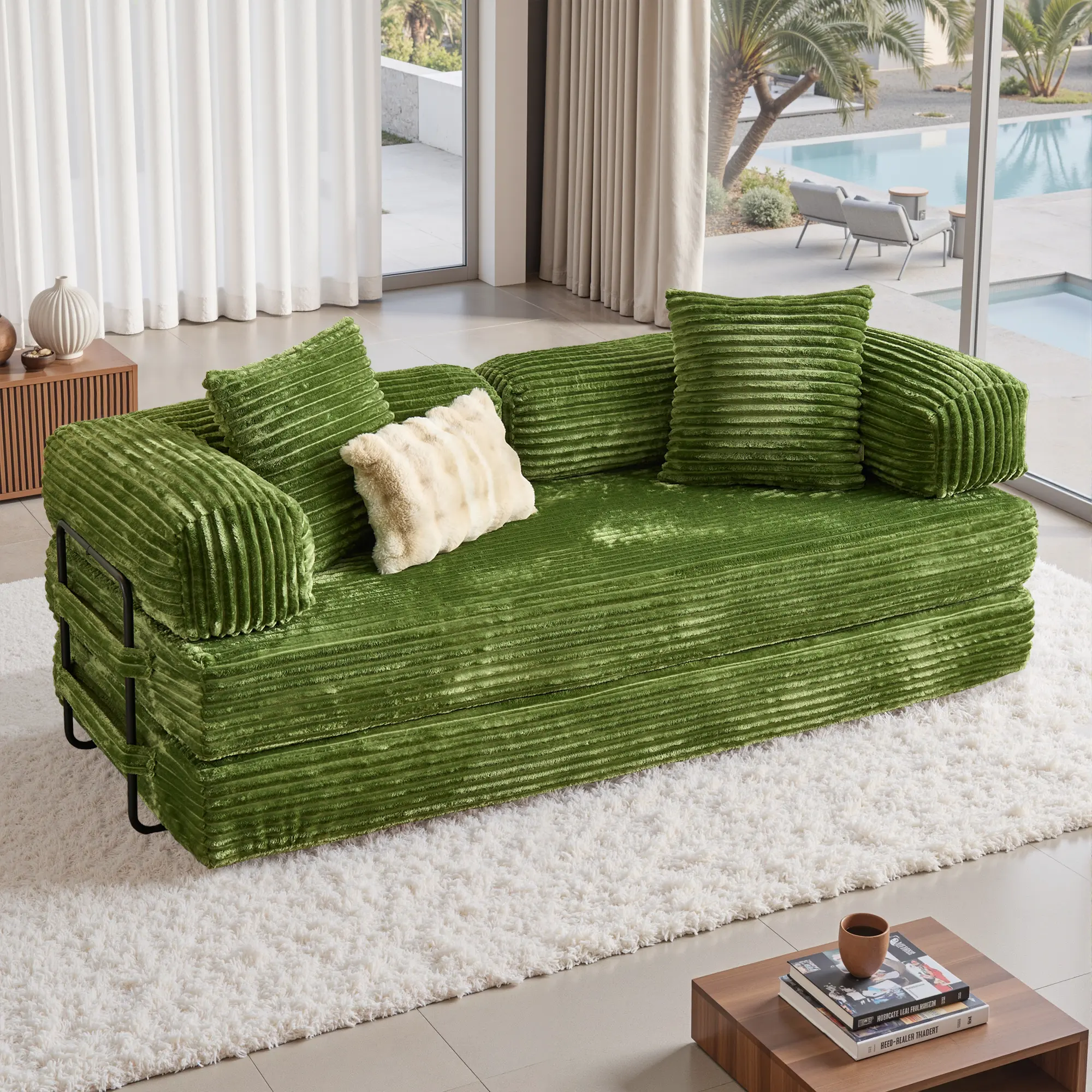 81"Convertible sofa -green